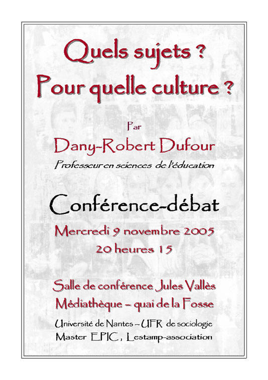 Dazny-Robert Dufour � l'invitation de J Deniot J R�ault Quels sujets pour quelle culture ?